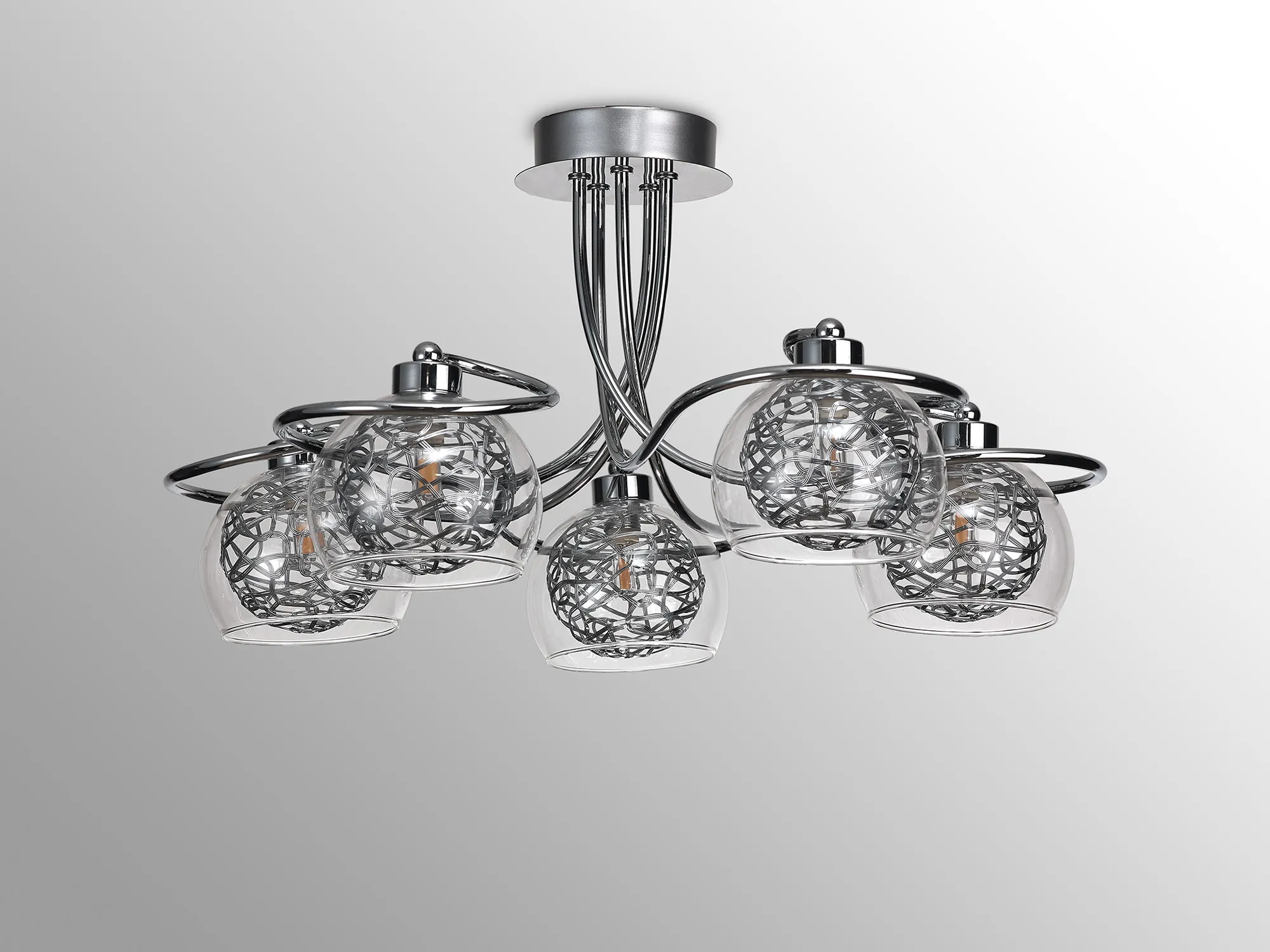 Talia Glass Semi Ceiling 5 Light Polished Chrome D0836  Deco Talia